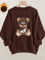 Moletom Gola Careca Estampa Urso Com Ribana
