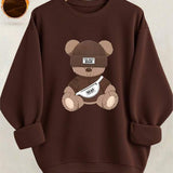 Moletom Gola Careca Estampa Urso Com Ribana