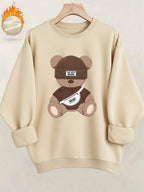 Moletom Gola Careca Estampa Urso Com Ribana
