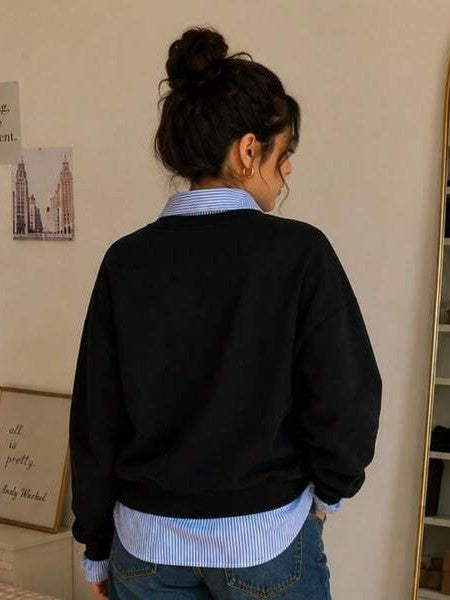 Moletom Gola Careca Liso Com Ribana Minimalista