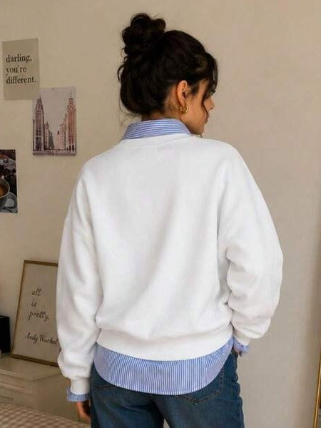 Moletom Gola Careca Liso Com Ribana Minimalista
