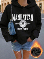 Moletom Com Capuz Bolso Canguru Lettering Manhattan