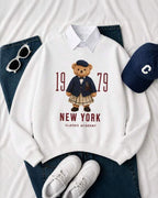 Moletom Gola Careca Estampa de Urso New York e Ribana